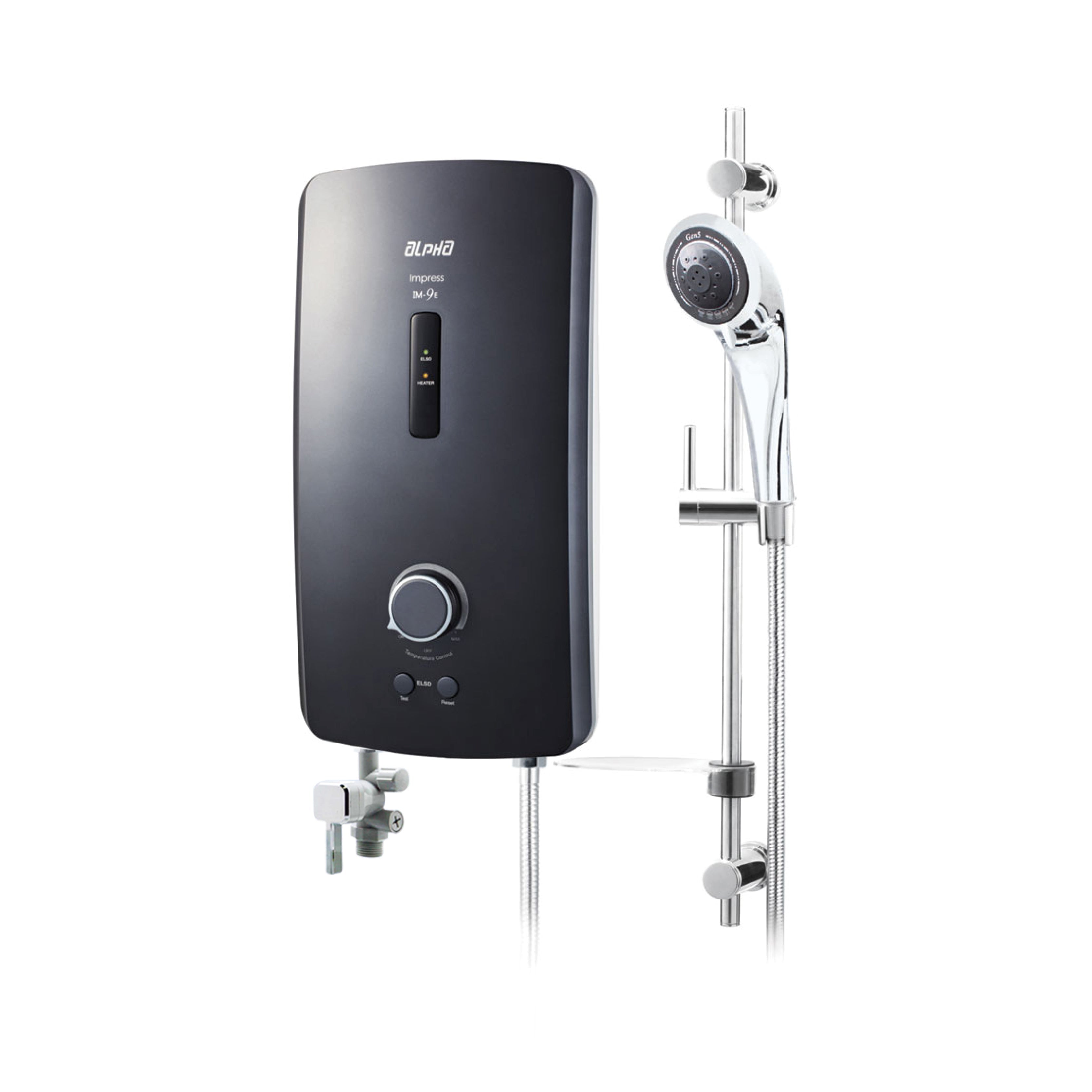 Calentador Electrico P/ Ducha Im-9 C/ Ducha Telefono Metal Black De 5.5Kw-220V-Alpha